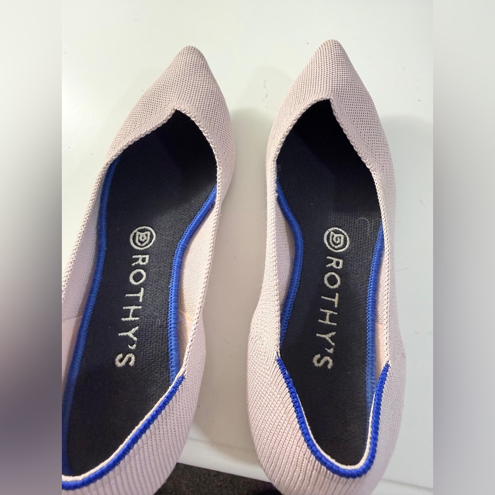 Rothy's Women's Light Pink Flats with Blue Trim